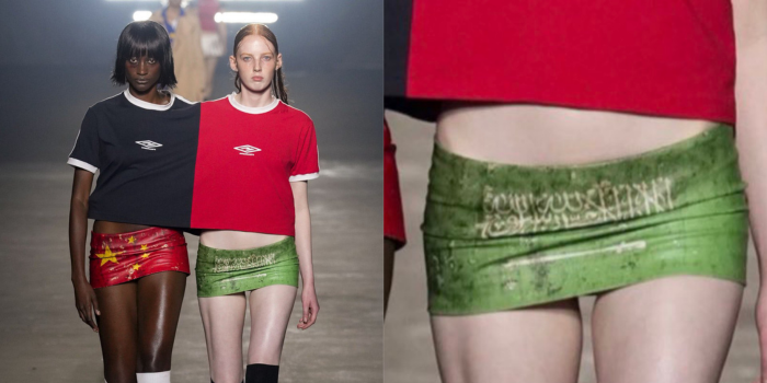 Desainer Mowalola ramai jadi perbincangan karena gunakan bendera Arab Saudi di rancangan rok mininya. FOTO: twitter.com/VANITYxVAULT