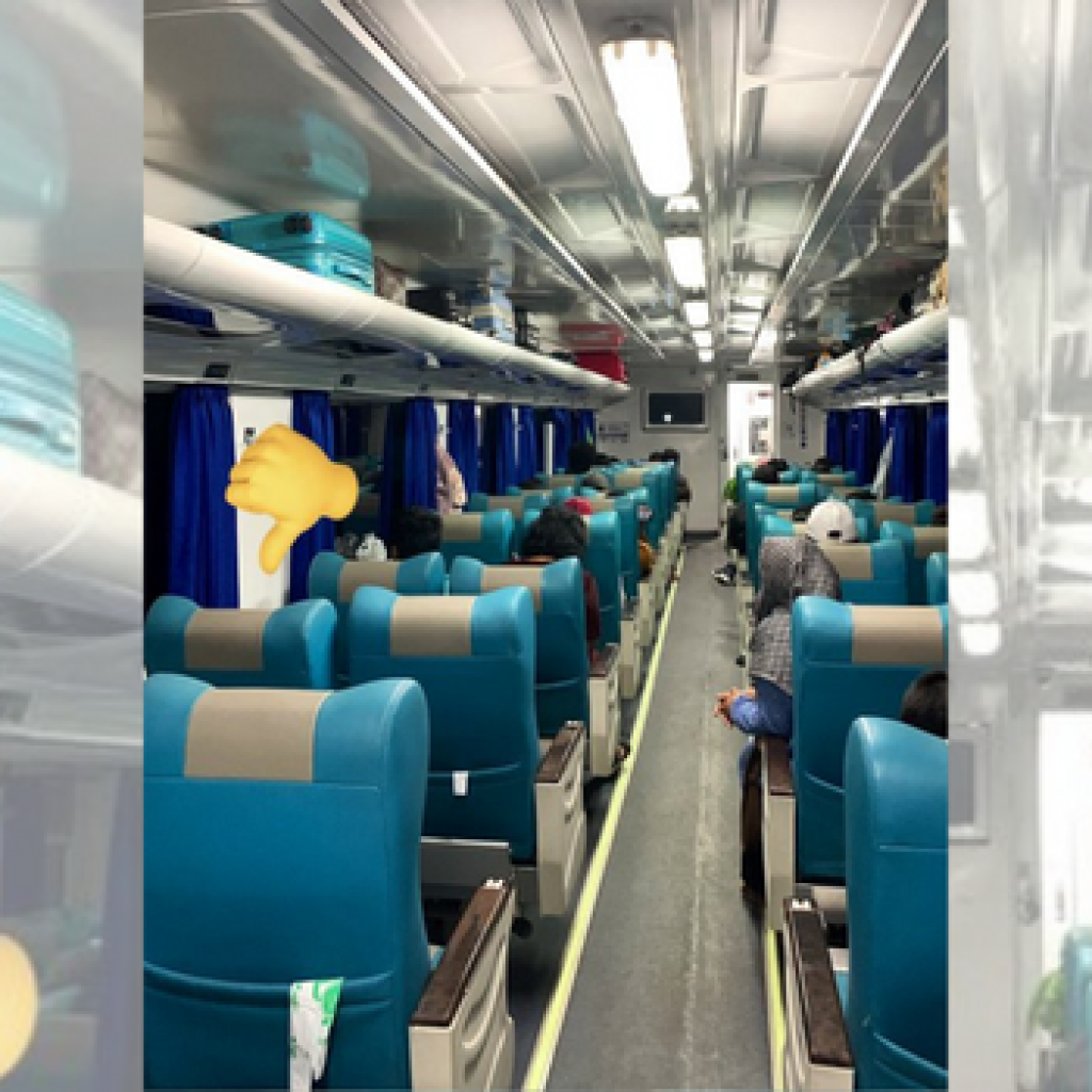 Penumpang KAI Tawang Jaya jadi korban pencurian di kereta. FOTO: X.com/goyaaeo