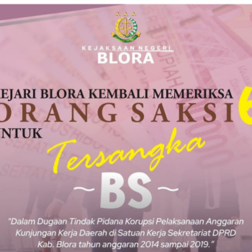 12 Orang saksi diperiksa atas kasus kunker fiktif DPRD Blora 2014-2019. Foto: Instagram.com/kejariblora