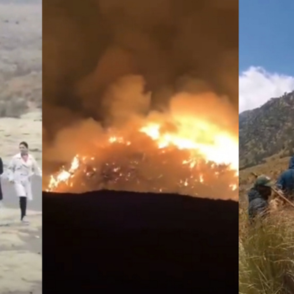 Kawasan Savana Bromo mengalami kebakaran akibat penggunaan flare dari pengunjung tak bertanggung jawab. (Foto Kolase: Akun Twitter Anom Harya Wicaksana)