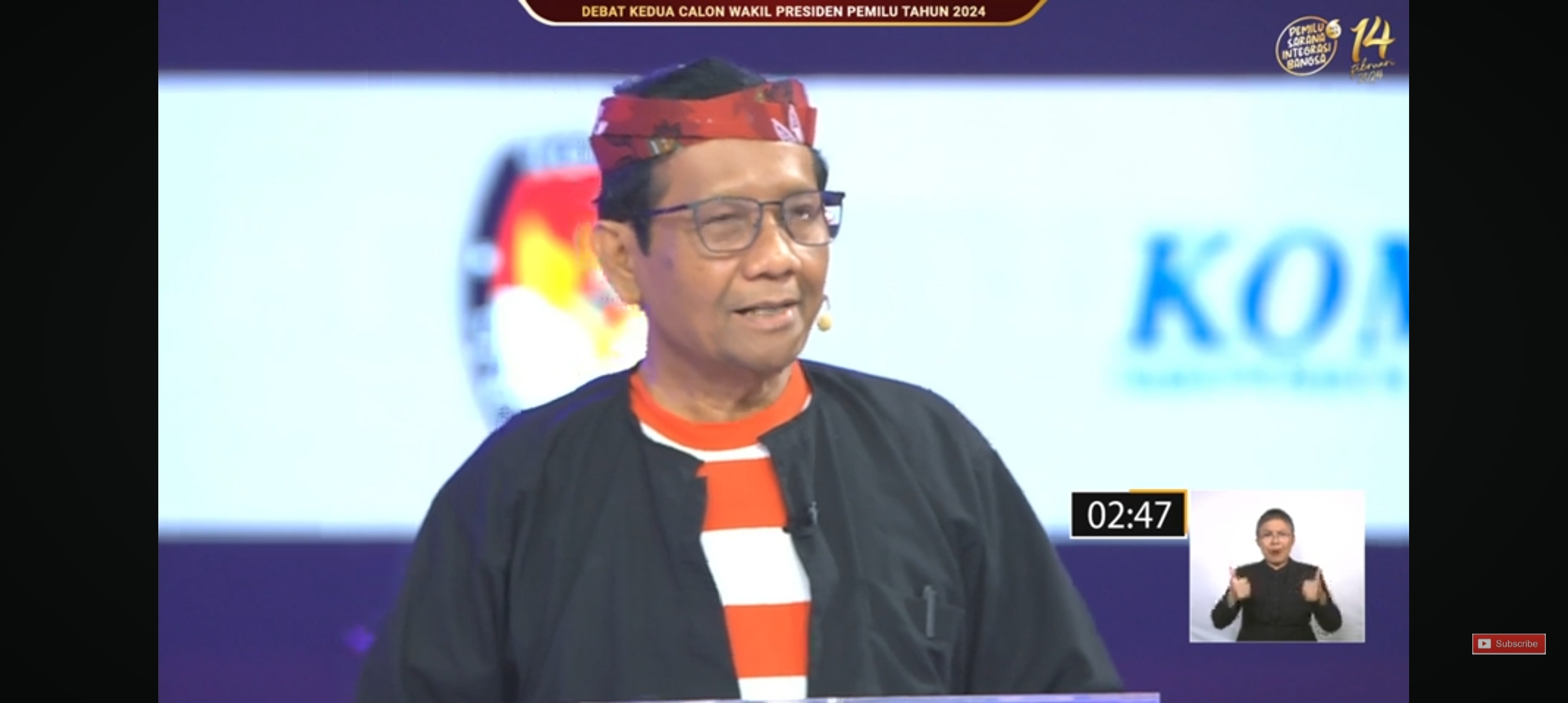 Visi misi Mahfud MD yang disampaikan di debat cawapres 2024. Foto: Tangkapan layar YouTube KPU RI