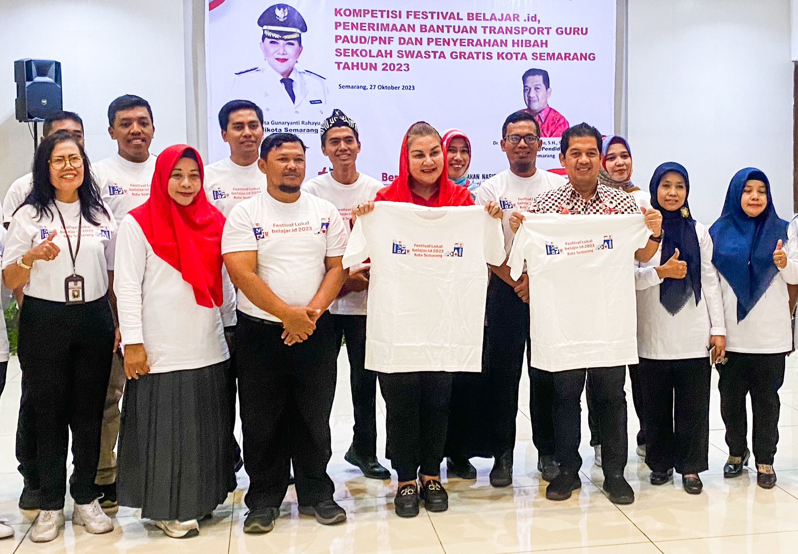 Wali Kota Semarang, Hevearita Gunaryanti Rahayu saat menghadiri kegiatan Festival Belajar.id dan penyerahan Hibah Sekolah Swasta Gratis di Gedung Dewa Ruci Pedurungan Semarang, Jumat (27/10/2023).