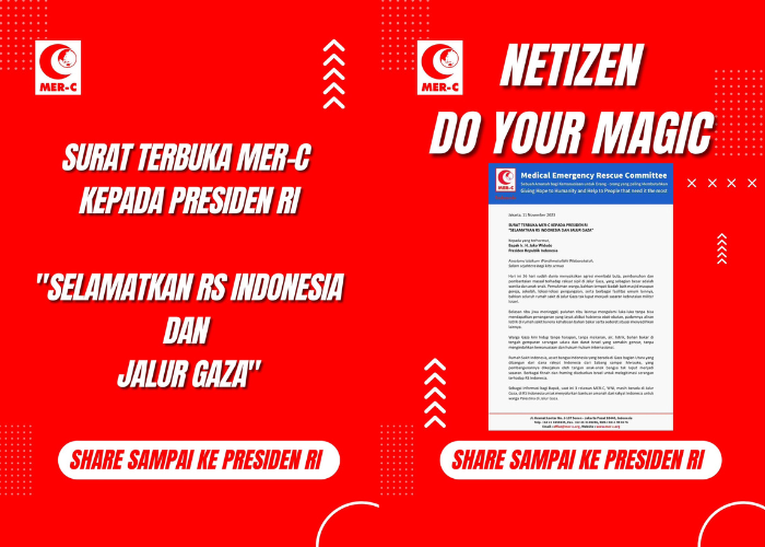 MER-C kirimkan surat untuk Jokowi agar selamatkan RS Indonesia di Gaza. Foto: X.com/mercindonesia