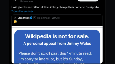 TUTURPEDIA - Elon Musk Tawarkan US$ 1 Miliar ke Wikipedia Jika Berani Ganti Nama Berunsur NSFW