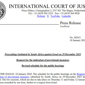 Pengadilan Tinggi PBB Buka Sidang Gugatan Afrika Selatan Terhadap Dugaan Genosida Israel