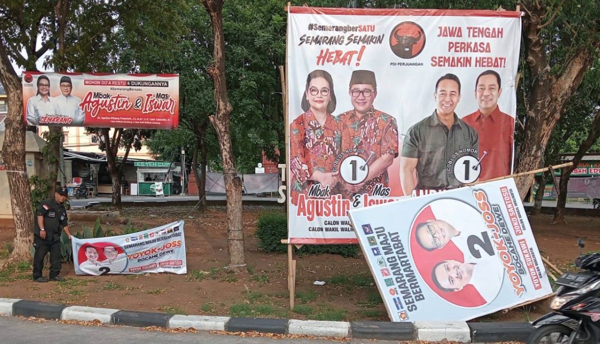 Baliho Yoyok Sukawi (Yoyok-Joss) dirusak. Foto: Dok. Yok – Joss