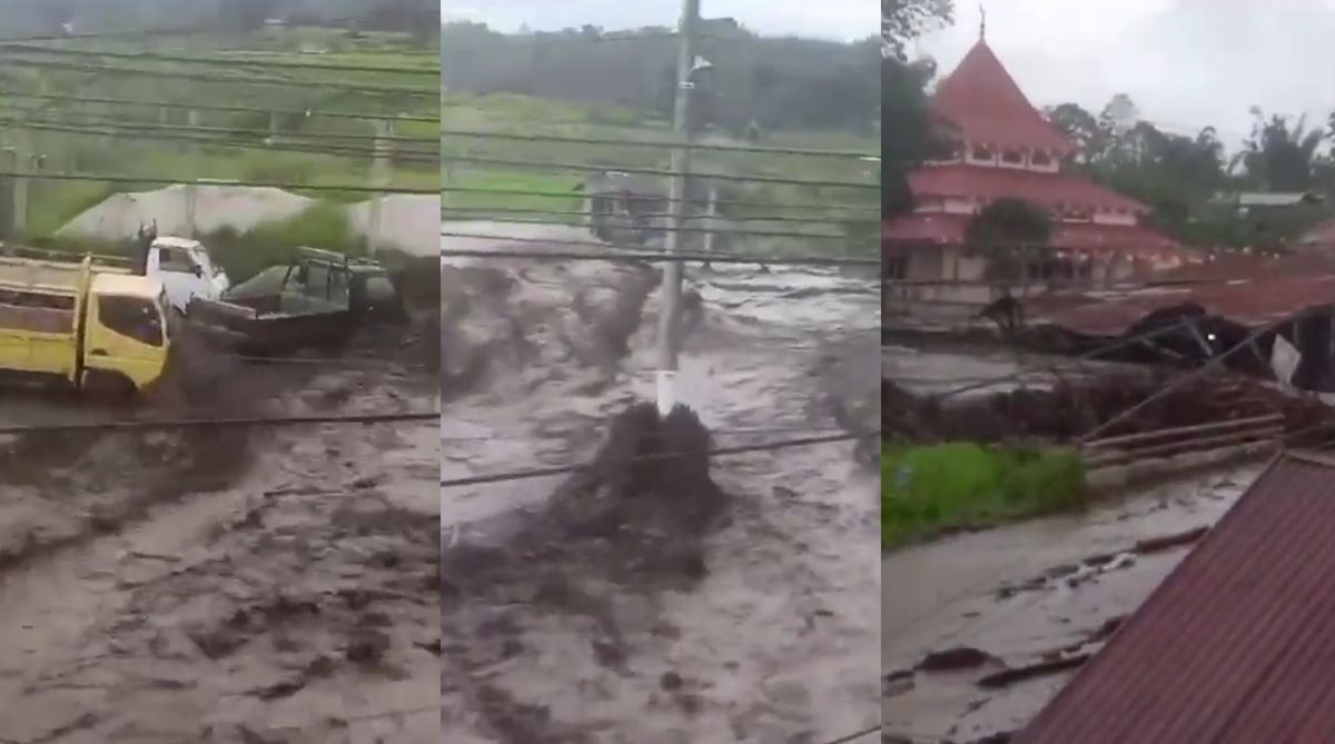 Lahar dingin mengaliri dua kecamatan di Kabupaten Agam, Sumatra Barat. Foto: x.com/InfoFPMKI
