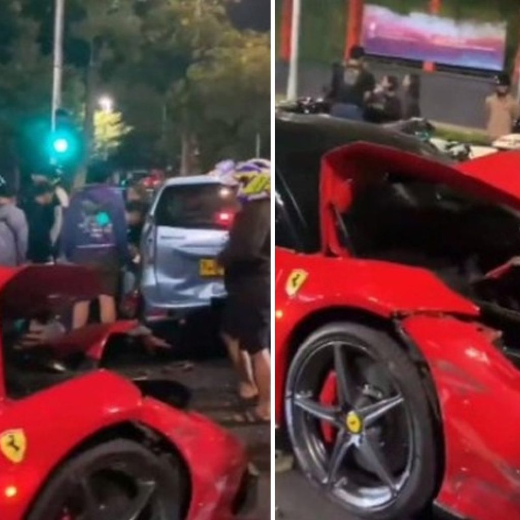 Kecelakaan mobil Ferrari di Bundaran Senayan. FOTO: PMJNews