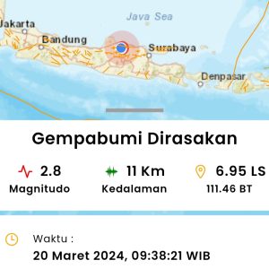 Gempa Bumi Tektonik M2,8 Dirasakan di Blora Jawa Tengah, BMKG Sebut Belum Ada Aktivitas Susulan