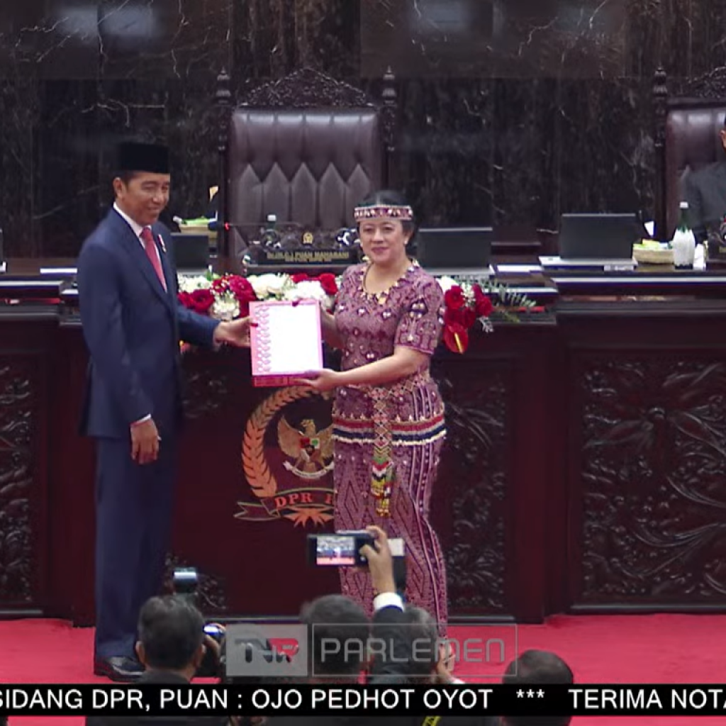 Jokowi menargetkan pendapatan negara hingga Rp2.781,3 triliun. (Foto: Tangkapan layar kanal YouTube DPR RI)