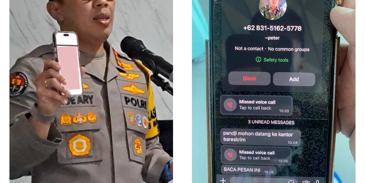 Kabid Humas Polda Metro Jaya pastikan pesan WhatsApp yang mengatasnamakan Bareskrim ke Pandji Pragiwaksono dan Andovi da Lopez adalah hoax. Foto: x.com/pandji dan PMJNews